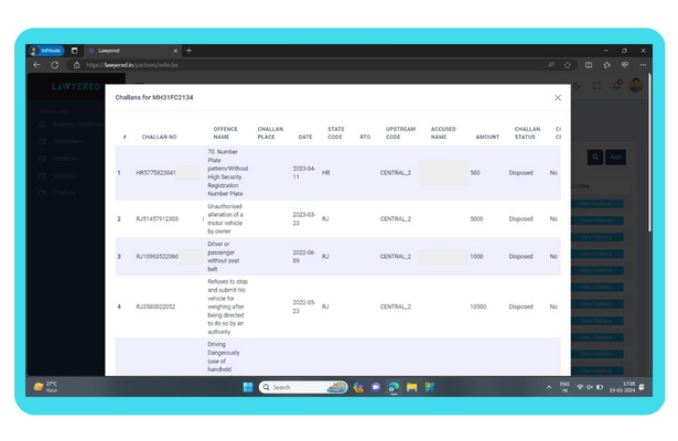 View, Track & Report Challans of Subscriber